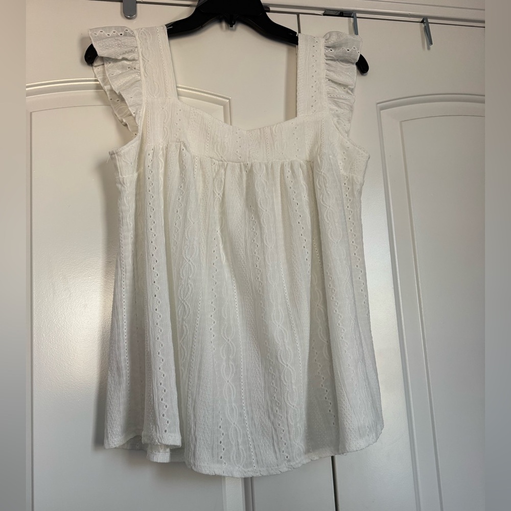 Ces Femme White Eyelet Blouse